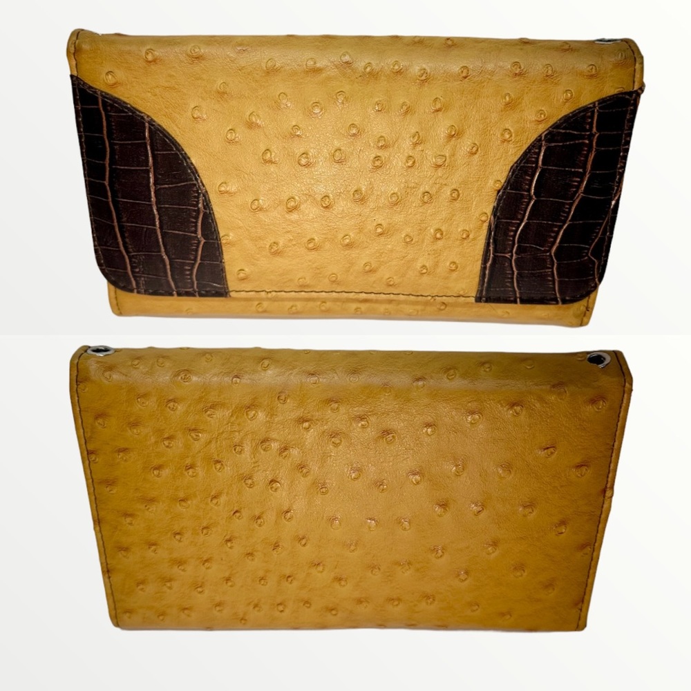Faux Ostrich and Alligator Skin Wallet